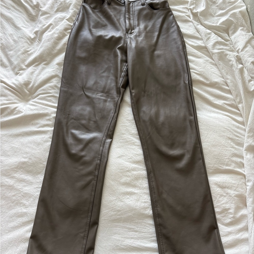 Stylish Green Leather Pants